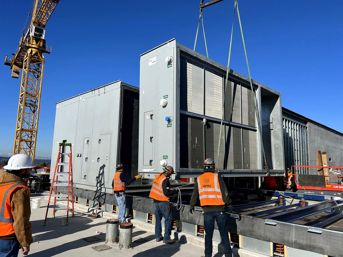 Enthalpy wheel air handler installed on a high-rise in Seattle